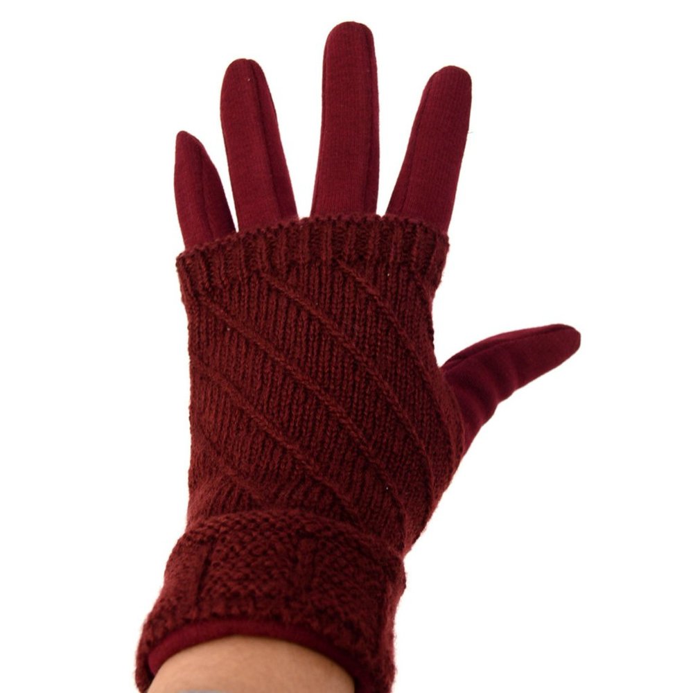 PINK Double Layer Knitted Touch Screen Gloves - Picture 4 of 4